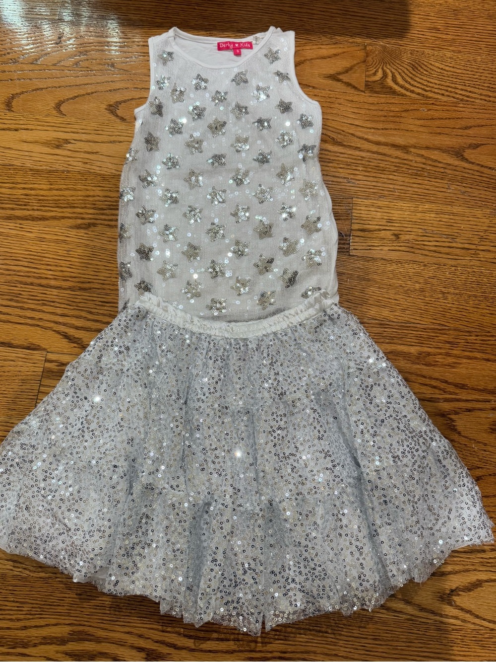 Dollie & Me Silver Sequin Star Tank and Tulle Skirt Set
